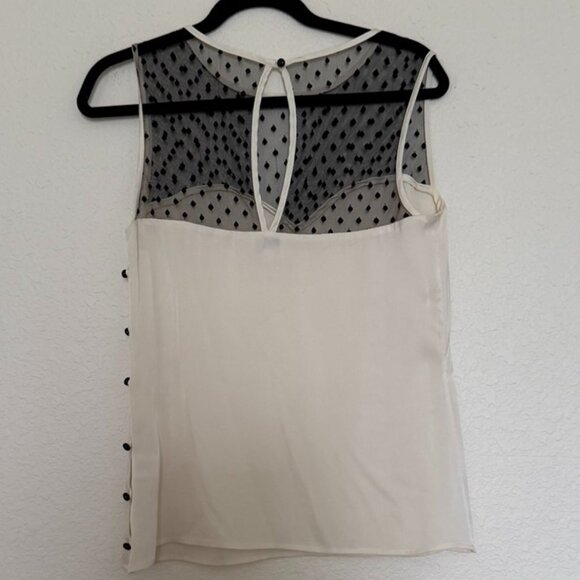 Milly silk sleeveless blouse top with buttons on the sides, cream/black size 8 - Picture 3 of 11